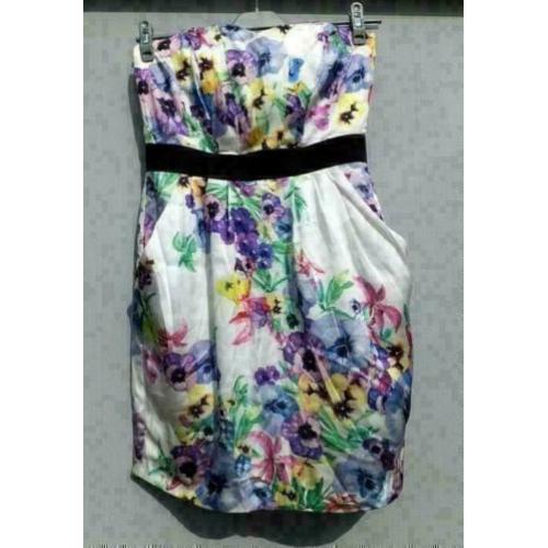 prachtige strapless violen jurk mt S