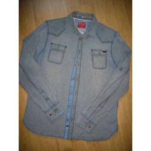 Blouse, fijne ruit blauw/beige, merk MILLS BROTHERS, maat XL