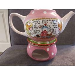 Mooie theepot met rechaud van blond amsterdam