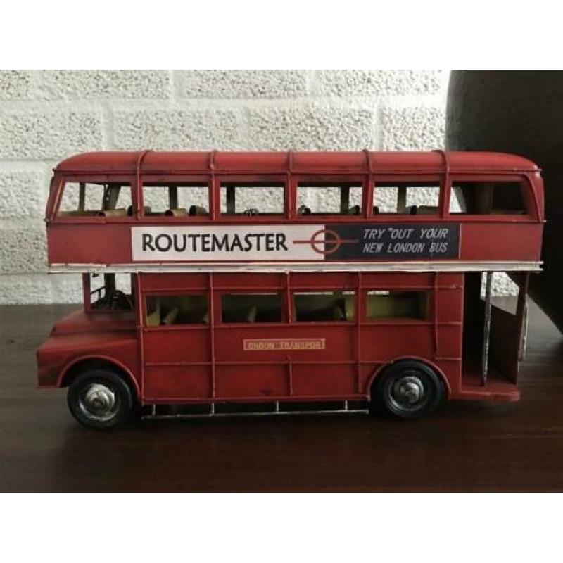 Prachtige handgemaakt metalen model dubbeldekker-bus