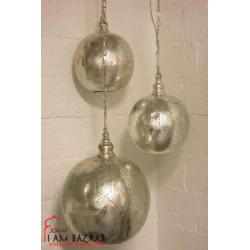 Set van 3 zilveren Oosterse bollampen met patronen (M-M-XL)