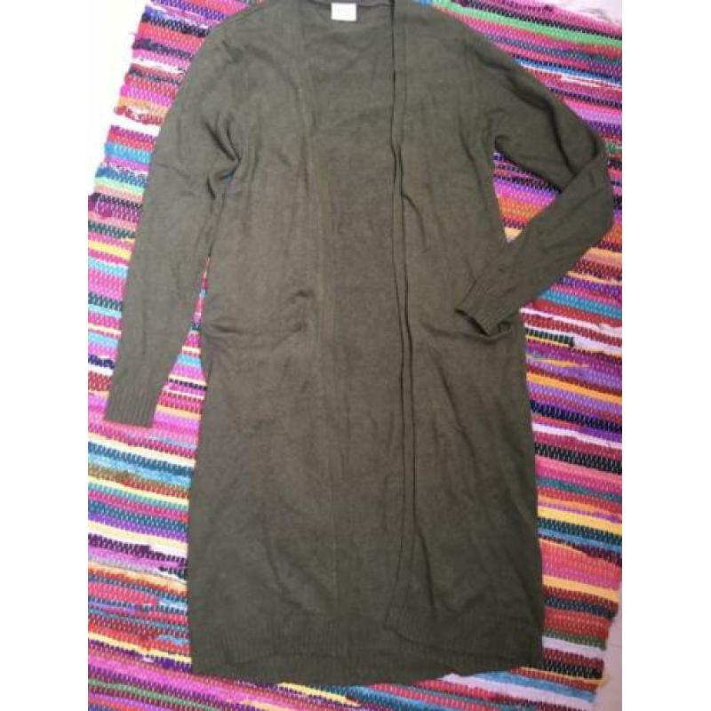 Groen viscose gebreid only lang vest m l xl