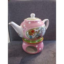 Mooie theepot met rechaud van blond amsterdam