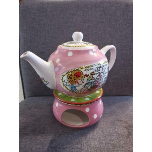 Mooie theepot met rechaud van blond amsterdam