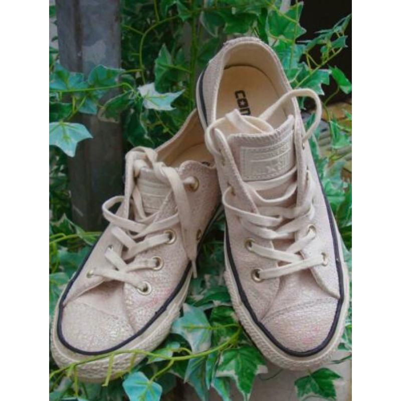 CONVERSE ALL STAR parelmoer kleurig leren sneakers mt 36.5