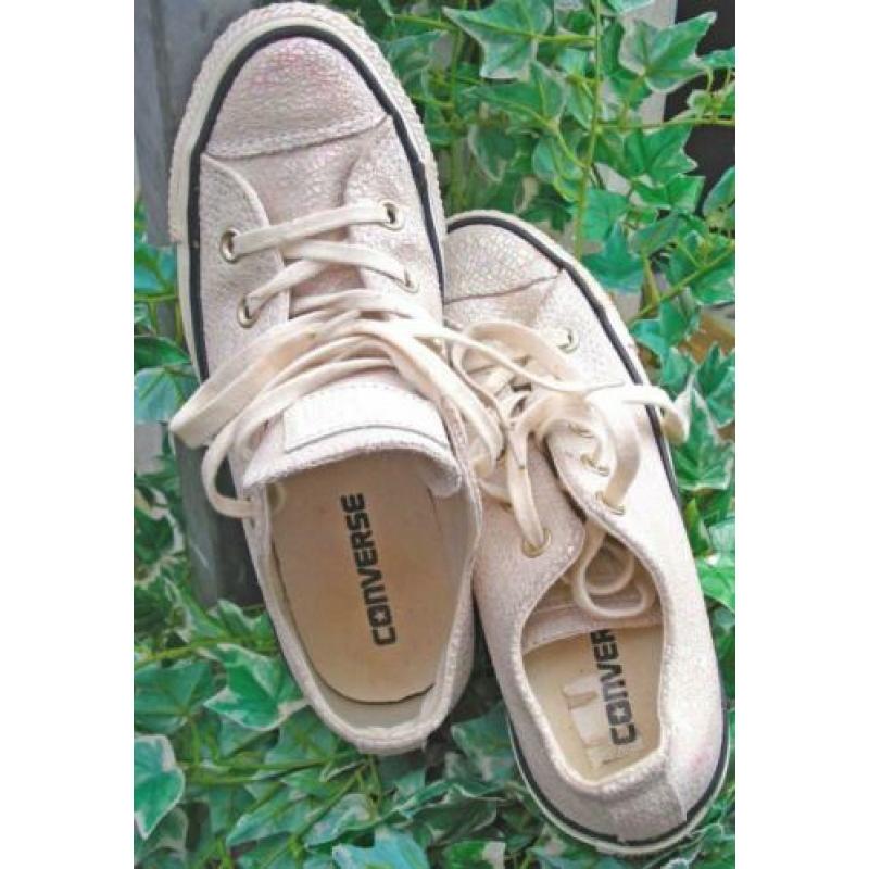 CONVERSE ALL STAR parelmoer kleurig leren sneakers mt 36.5