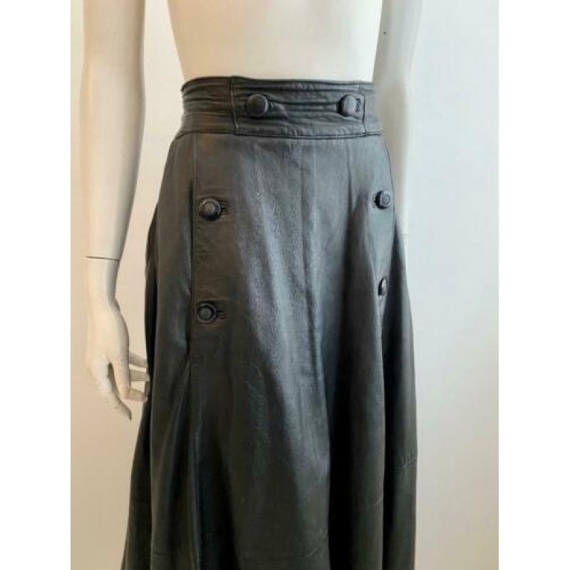 Leren rok vintage steekzakken maat 46