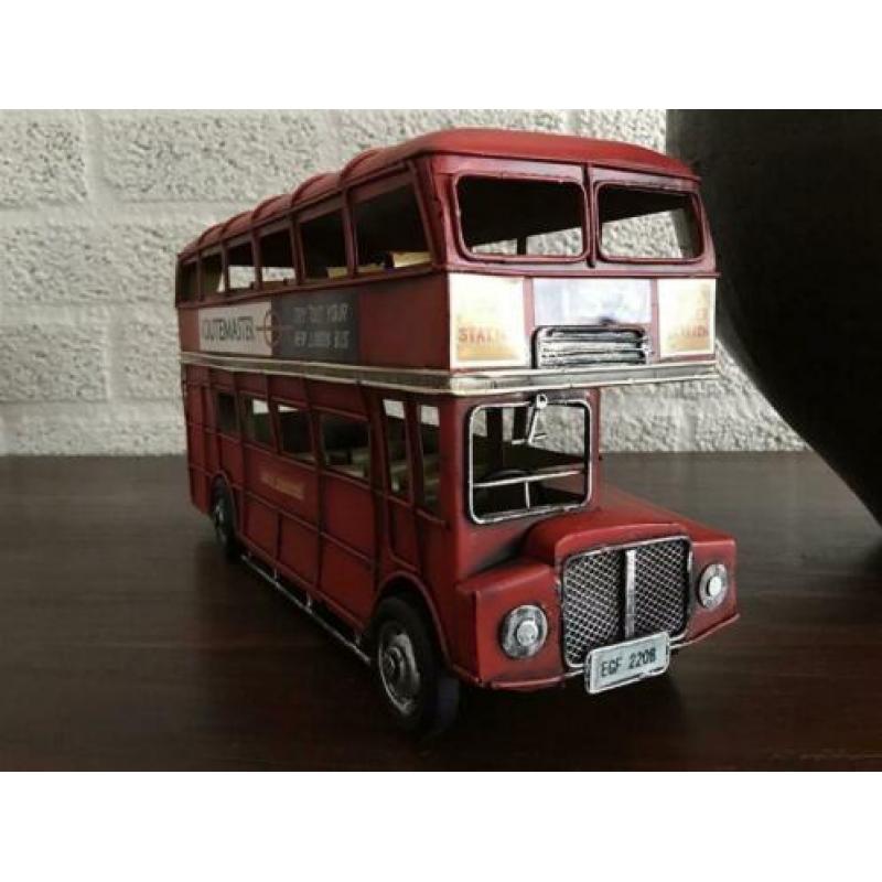Prachtige handgemaakt metalen model dubbeldekker-bus