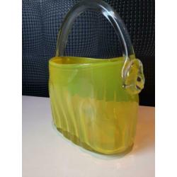 Glaskunst tas geel groen glas 17cm !