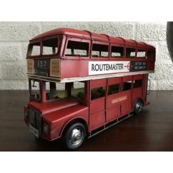 Prachtige handgemaakt metalen model dubbeldekker-bus
