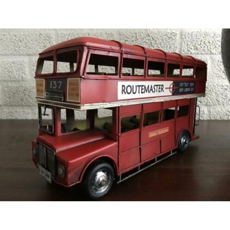 Prachtige handgemaakt metalen model dubbeldekker-bus