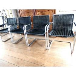 4 retro buisframe chroom / kunststof eetkamerstoelen
