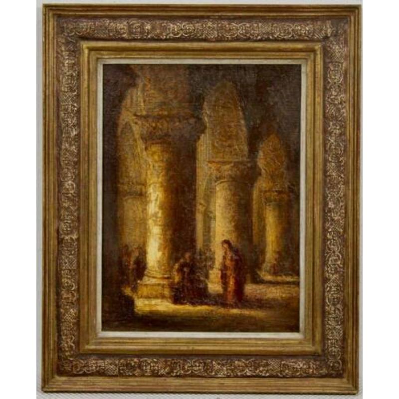 Ko Cossaar (1874 - 1966) - Kerkinterieur met figuren