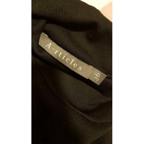 NIEUW Zwart A-rticles mouwloze top Turtle hals 36 Stretch