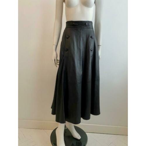Leren rok vintage steekzakken maat 46