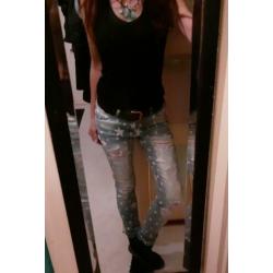 Nwe skinny strech jeans sterren spijkerbroek festival S M