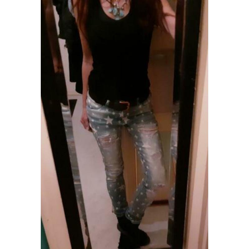 Nwe skinny strech jeans sterren spijkerbroek festival S M