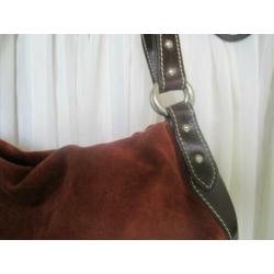 Abro bruine suede met glad leren handtas. Z.G.A.N.