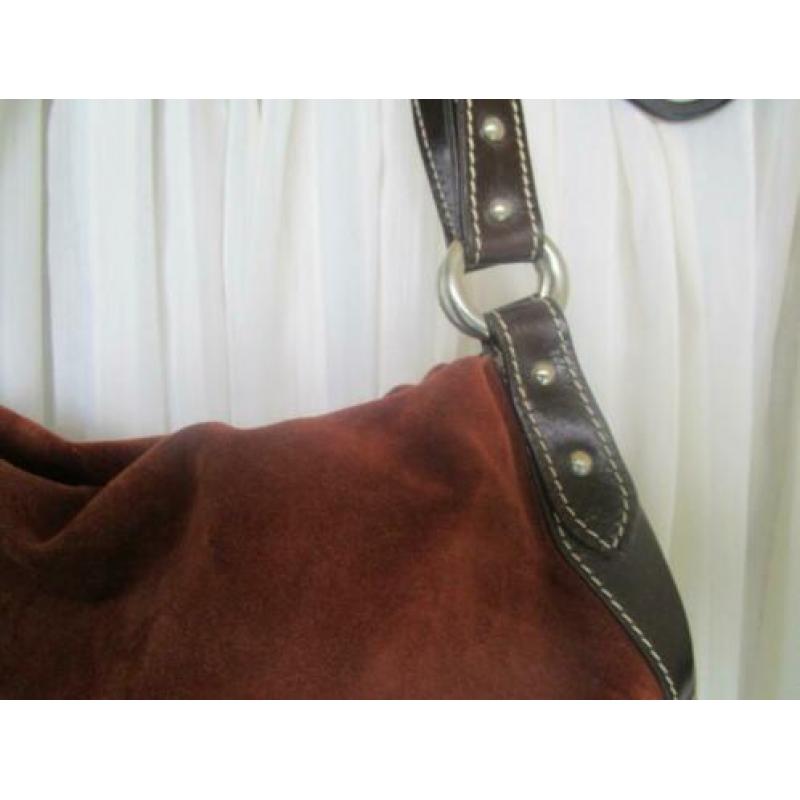 Abro bruine suede met glad leren handtas. Z.G.A.N.