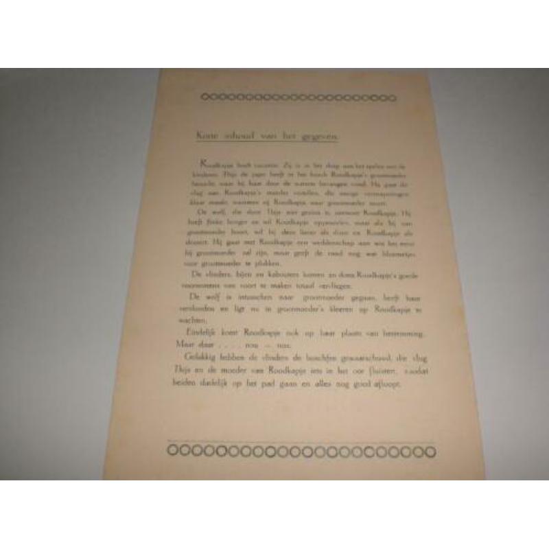 Programma Sprookjes kinderoperette Roodkapje en de Wolf 1936