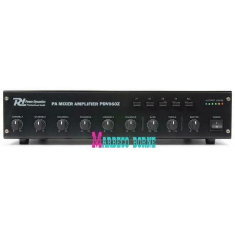 Versterker,Amplifier 100 volt systeem, 60 watt 4-zone B-verp
