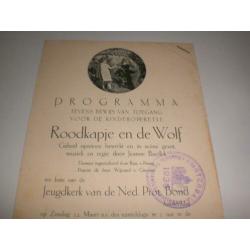 Programma Sprookjes kinderoperette Roodkapje en de Wolf 1936