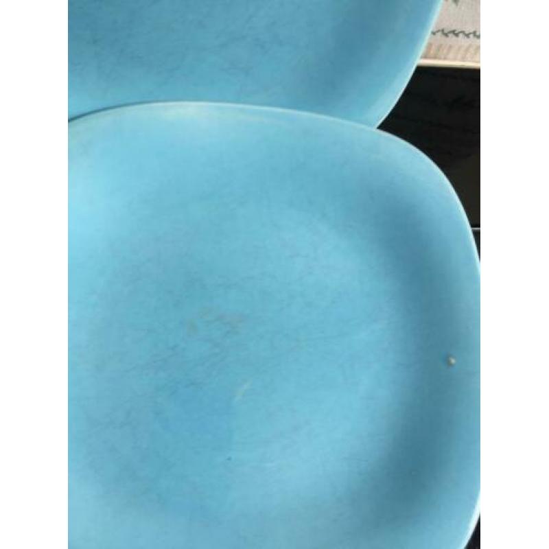 Blauwe retro vintage 2 borden Boch Belgium
