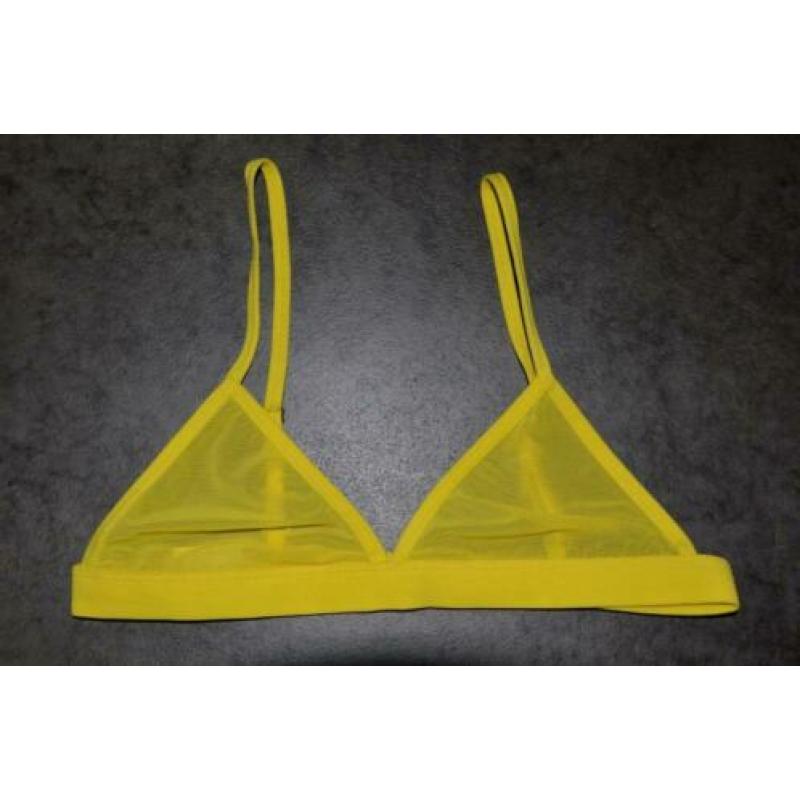 NIEUW: Gele Mistress Rocks sheer mesh bralette - maat XS
