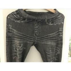 Elastische legging nauwsluitend imitatie jeans demin s/m