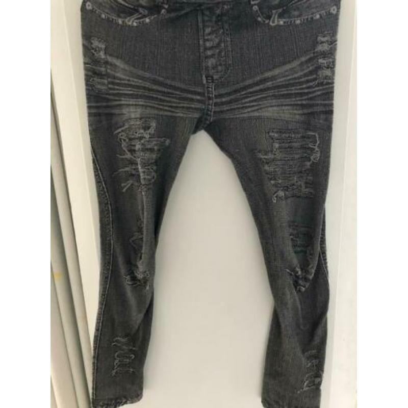 Elastische legging nauwsluitend imitatie jeans demin s/m