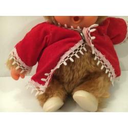 Tobby Toby beer bear Monchhichi met rood jasje vintage
