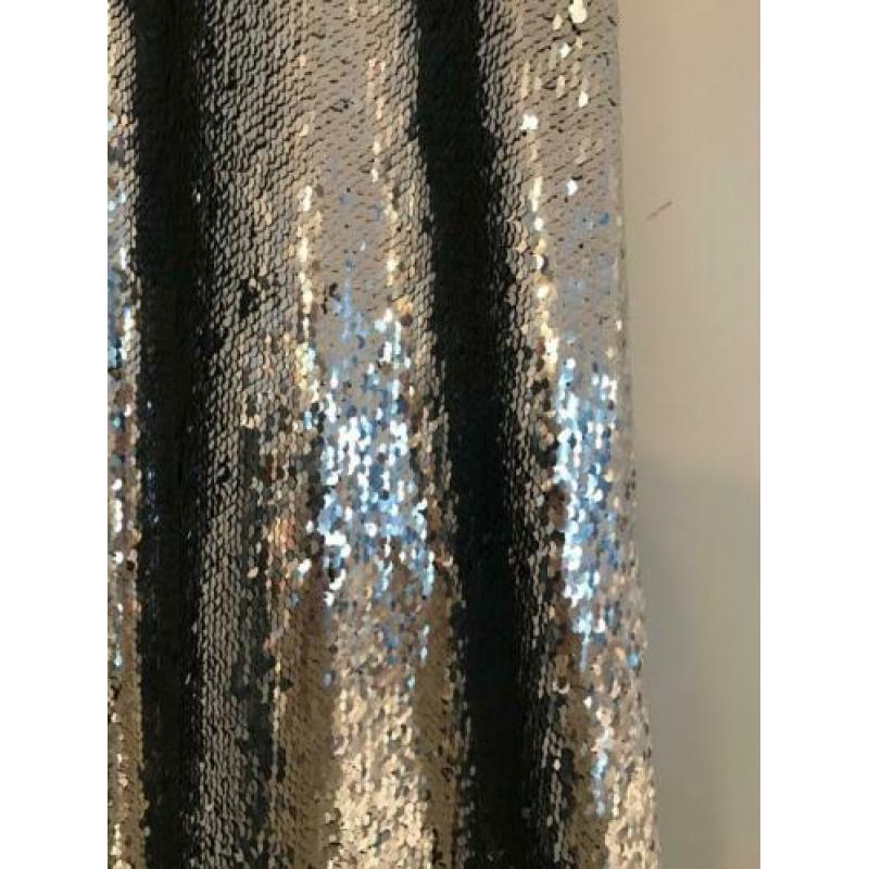 Zilveren feestjurk met pailletten / lovertjes