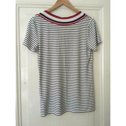 NIEUW: Geisha Shirt Top Gestreept Wit Viscose Maat S