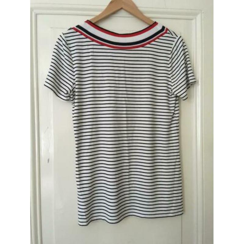 NIEUW: Geisha Shirt Top Gestreept Wit Viscose Maat S