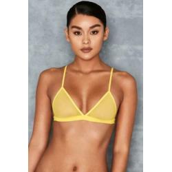 NIEUW: Gele Mistress Rocks sheer mesh bralette - maat XS