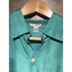 Groen zijde blouse, maat:l/xl