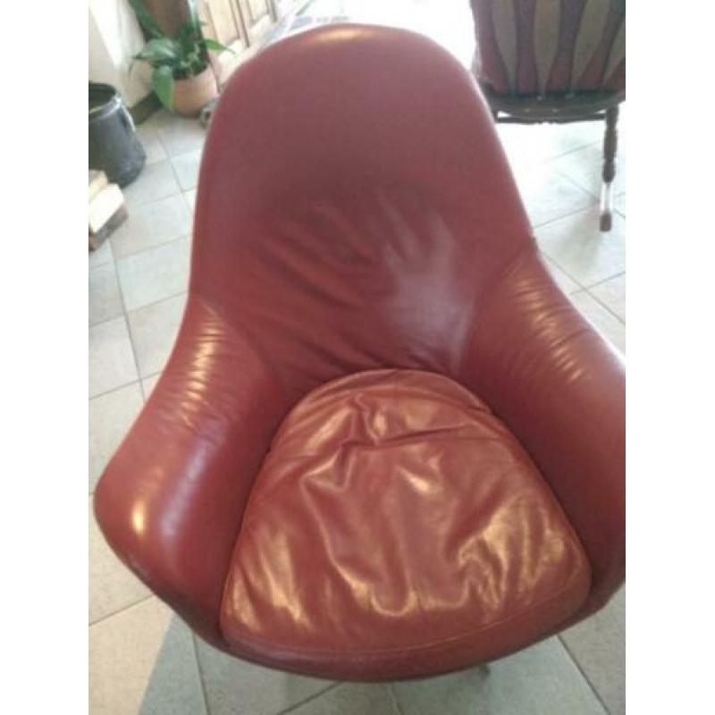 3 leren kantelbare fauteuils