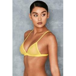 NIEUW: Gele Mistress Rocks sheer mesh bralette - maat XS