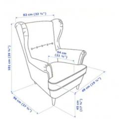 Ikea STRANDMON Oorfauteuil met voetenbank, donkergrijs