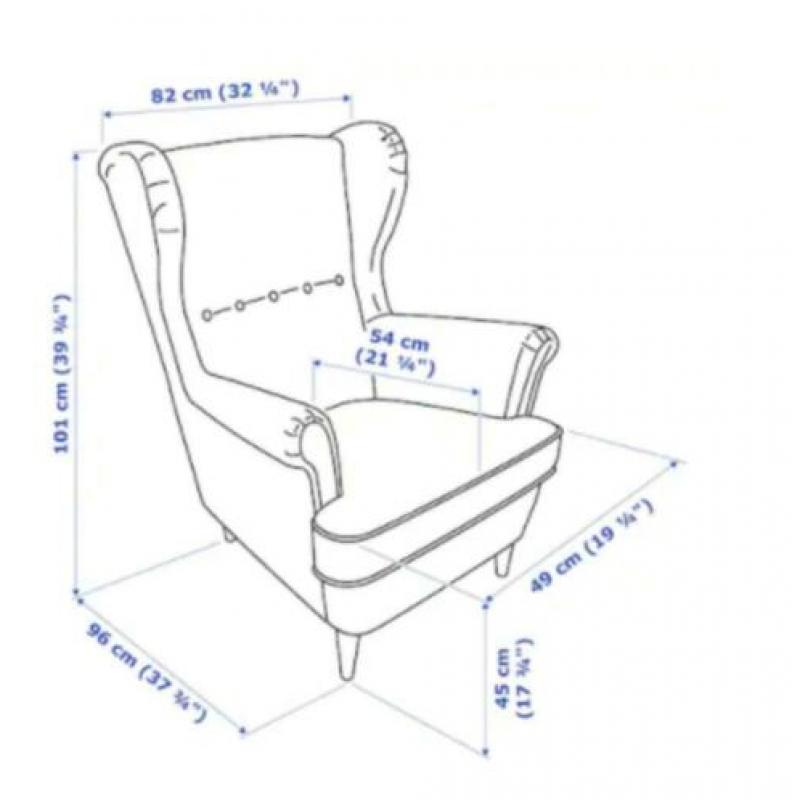 Ikea STRANDMON Oorfauteuil met voetenbank, donkergrijs