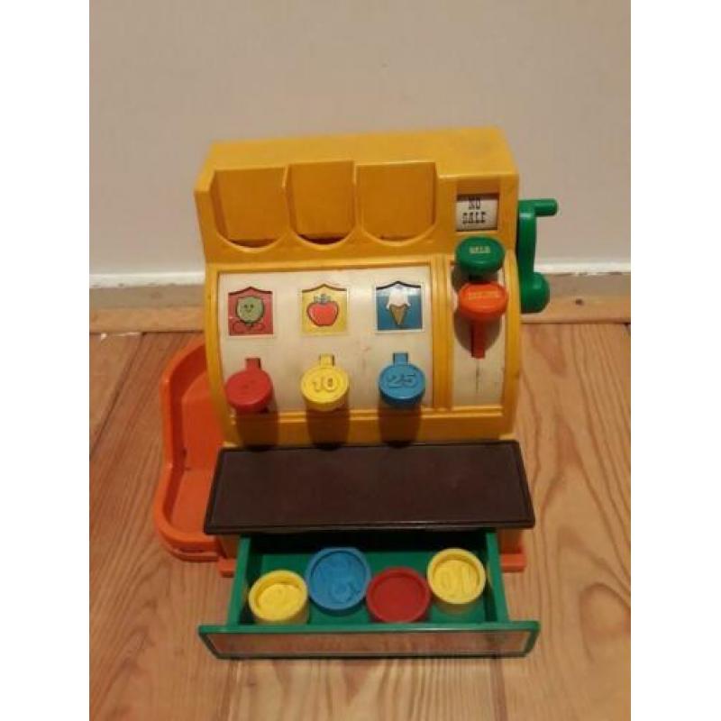 Oude fisher price kassa met werkende bel en munten