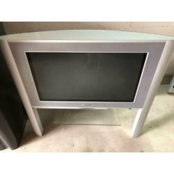Philips beeldbuid / breedbeeld tv + glazen meubel
