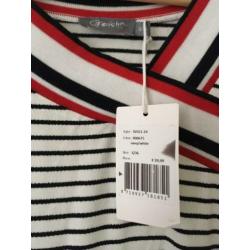 NIEUW: Geisha Shirt Top Gestreept Wit Viscose Maat S