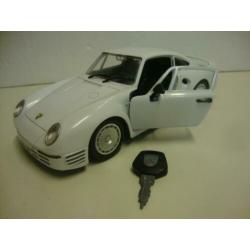 Porsche 959 wit met sleutel Tonka Polistil 1:18 KRD