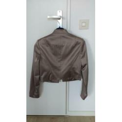 Damesjasje kort - taupe met zijdeglans