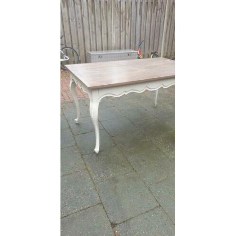 Eethoektafel +4 stoelen brocante queen ann landelijk