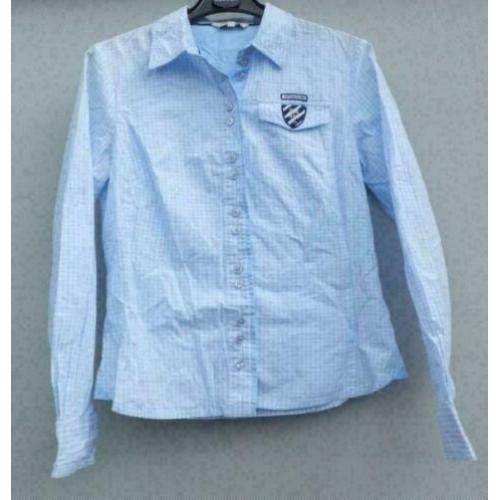 Mc GREGOR getailleerd blauw/wit ruitjes blouse mt 38