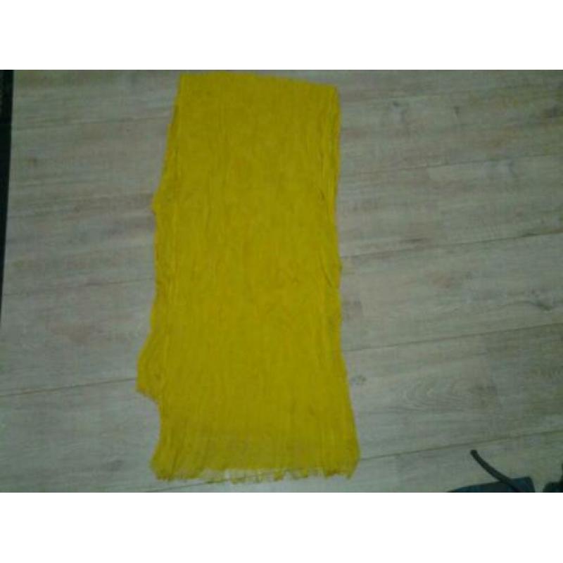 Bruine shawl 200 x 1.80 m, blauw/grijze , dunne eigele shawl