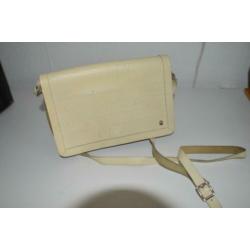leuk sixties / retro leren dames schoudertasje creme kleurig