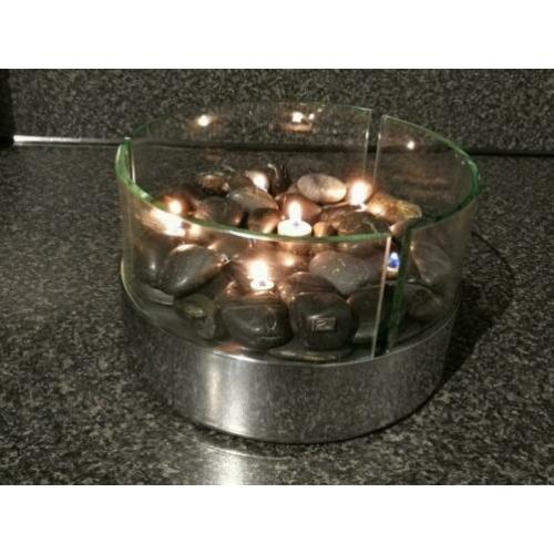 Olielamp met 5 pitten Chroom met glas